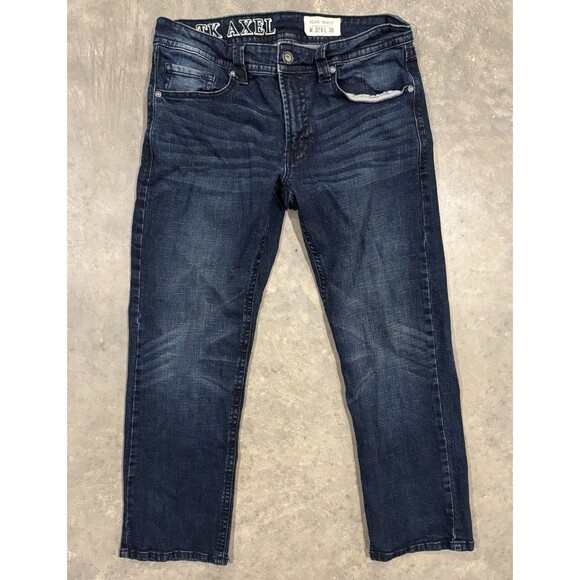 TK Axel Jeans Mens 32x30 Slim Boot Cut Denim Blue Dark Wash - Picture 1 of 8